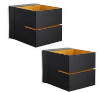 SSC-LUXon Set De 2 Appliques KOURA Up & Down Noir Or, G9, 80x80x105 mm