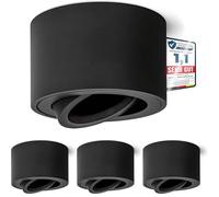 SSC-LUXon SMOL noir - lot de 4 spots de plafond en saillie orientables | Se remplace en un geste, sans outil ni application, pour un confort lumineux immédiat et des économies d'énergie durables.