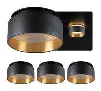SSC-LUXon SUDARA set de 4 spots encastrables noir et or - spot plafond LED GU10 à éclairage indirect - luminaire intérieur moderne pour salon, cuisine et chambre
