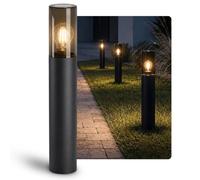SSC-LUXon VARDA Borne lumineuse d'extérieur noire avec ampoule LED E27 filament vintage extra chaud - Lampadaire extérieur hauteur 50 cm IP44