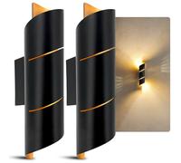SSC-LUXon VYRA - Lot de 2 appliques murales rondes noir or | éclairage Up & Down avec douille G9 | lampe murale pour couloir avec effet lumineux diffus pour pièces de vie