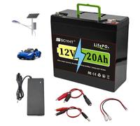 SSCYHT Batterie Lithium 12V Batterie à décharge Profonde avec BMS | Piles remplacement Piles rechargeables pour le stockage l'énergie solaire avec Coque ABS à faible perméabilité à l'eau