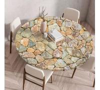 SSDDLZEQ Nappe Ronde imprimée Effet Bois, Housse de Table élastique imperméable(1 UK,140cm)