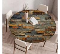 SSDDLZEQ Nappe Ronde imprimée Effet Bois, Housse de Table élastique imperméable(3,100cm)
