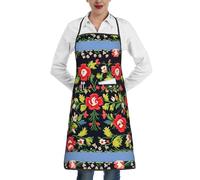 SSGVLPTO Tablier de cuisine ukrainien avec poches Motif rose brodé Pour la maison, la cuisine, la pâtisserie, le jardinage, blanc, taille unique