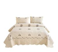 SSHFFDD Couvre-lit matelassé brodé 100% Coton, Dessus de Lits 2 Personnes avec 2 taies d'oreiller, Couverture réversible pour Toutes Les Saisons(220x230cm)