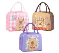 SSKHE 3Pcs Sac Isotherme Repas Capybara, Petit Sac Déjeuner Isotherme Enfant Fille Femme, Cute Capybara Lunch Bag pour École Travail Pique-Nique Voyage Plage, Lunch Box Fille Cadeau