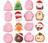 SSKHE 8 Pcs Christmas Cookie Cutter Set - 3D Pressable Biscuit Stamps (Gingerbread Man, Reindeer, Snowman, Cane, Snowflake, Christmas Tree, Santa) for Holiday Cookie Baking, Emporte Piece Noel