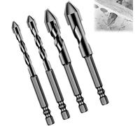 SSKHE High-Strength Eccentric Twist Drill Bit for Tile, Glass, Brick, Cement, Multi-Purpose Drill Bit Set Industrial Strength Carbide Tip, Plastic, Wood, and More 4 Pcs (6+8+10+12)