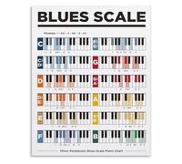 SSOPTMCB Blues Scale Chart for Piano Minor Pentatonic Poster Music Education Tin Sign Wall-Art Decor Modern Home(Framed,12x18inch(30x45cm))