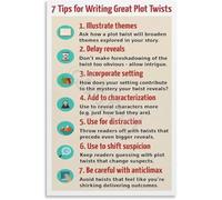 SSOPTMCB Creative Writing Poster 7 Tips for Crafting Great Plot Twists Canvas Wall-Art for Classroom Home Office(Framed,16x24inch(40x60cm))