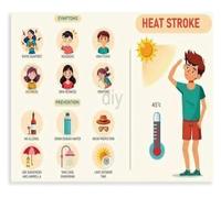 SSOPTMCB Heat Stroke Symptoms and Prevention Guide Poster with First Aid Tips for Workplace Home Office(Unframed,12x18inch(30x45cm))