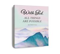 SSOPTMCB Scripture Wall-Art Matthew 19 26 With God All Things Are Possible Inspirational Christian Gift for Home Office Decor Uplifting Faith Based Home Decor(Framed,08x12inch(20x30cm))