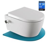 SSWW WC Taharet - Avec Robinetterie et siège amovible Softclose | Douche WC suspendu | WC avec fonction bidet | Hygiénique | Alpha sans bord | 540 x 360 x 330 mm
