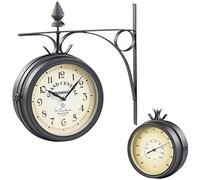 St. Leonhard Horloge de Gare rétro Double Face avec thermomètre et 12 Chants doiseaux