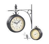 St. Leonhard Horloge de gare rétro double face avec thermomètre et 12 chants d'oiseaux