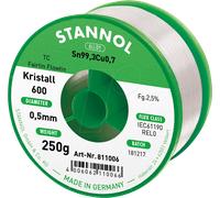 Stannol Kristall 600 Fairtin Étain à souder sans plomb sans plomb Sn99,3Cu0,7 REL0 250 g 0.5 mm