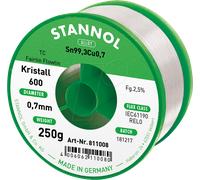 Stannol Kristall 600 Fairtin Étain à souder sans plomb sans plomb Sn99,3Cu0,7 REL0 250 g 0.7 mm