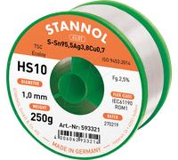 Stannol HS10 2510 Étain à souder sans plomb bobine Sn95,5Ag3,8Cu0,7 ROM1 250 g 1 mm