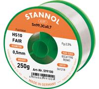 Étain à souder Stannol HS10-Fair Sn99,3Cu0,7 bobine 250 g 0.5 mm