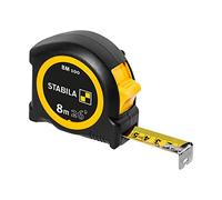 STABILA Mètre ruban BM 100, 8 m (26'), échelle en cm/pouces, boîtier en ABS incassable, crochet initial mobile, clip ceinture, précision MID
