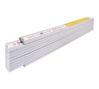 Stabila Mètre pliant bois Type 417 – 2 m, échelle métrique lecture rapide blanc/jaune, équerre