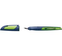 STABILO 5033/12-41 Stylo scolaire EASYbuddy® Twilight Sky - plume L pour gauchers, bleu acier/lime, cartouche standard incluse