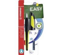 Stabilo 51556-5 pour stylo-plume - Easy Buddy en - Couleur d'Encre Bleu (effaçable) - avec 2 cartouches - avec plume M standard Noir/Citron Vert Noir G
