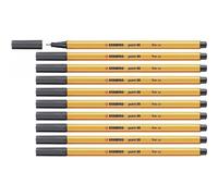 Stabilo 88/97 - Stylo Fineliner Point 88 - Noir Gris - Paquet De 10 Pcs