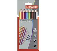 Stabilo aquacolor - Crayon de couleur - couleurs brillantes - 2.8 mm - paquet de 12