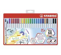 Stabilo Boîte Métal 25 Feutres Pinceau Pen 68 Brush Assorti