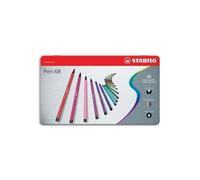 Stabilo Boîte Métal 40 Feutres Pen68. Pointe Moyenne. Coloris Assortis