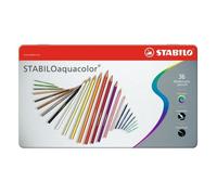 STABILO STABILOaquacolor ARTY - Crayon de couleur - Boîte métal x 36 crayons aquarellables - Gamme ARTY