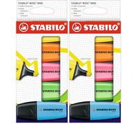 STABILO BOSS MINI - Mini surligneur fluo - Etui carton x 5 surligneurs fluo - coloris assortis (Lot de 2)