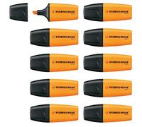 STABILO BOSS MINI - Mini surligneur - Lot x 10 surligneurs fluo - Orange | Lot de 10, orange