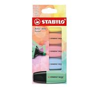 STABILO Surligneur BOSS MINI Pastel – Étui carton de 5, coloris pastel assortis