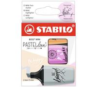 STABILO Surligneur BOSS MINI Pastellove 2.0 – Étui carton de 3 (gris, mauve, abricot)