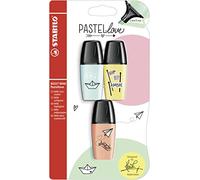 STABILO Boss Mini Pastellove Lot de 3 surligneurs Turquoise, jaune, pêche