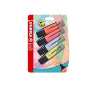 Stabilo Boss Original Lot de 4 surligneurs, couleurs pastel : rouge corail, rose cerise, bleu nuage, pincée de citron vert