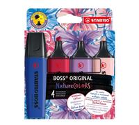 STABILO BOSS ORIGINAL NatureCOLORS Wildflower Edition - Surligneur - Etui carton x 4 surligneurs - rose pivoine, bleu chardon, mauve glycine, rouge dahlia
