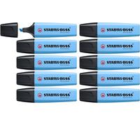 Stabilo Boss Original Pastel, lot de 10 surligneurs, couleur bleu ciel 112