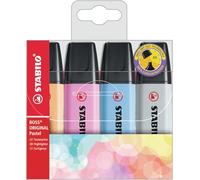 STABILO BOSS ORIGINAL Pastel- Surligneur - Pochette x 4 surligneurs pastel - abricot, bleu, mauve, gris