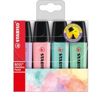 STABILO BOSS ORIGINAL Pastel - Surligneur - Pochette x 4 surligneurs pastel - lilas, rose, turquoise, menthe