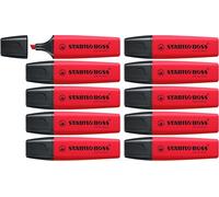 STABILO BOSS ORIGINAL - Surligneur - Lot x 10 surligneurs fluo - Vrai rouge