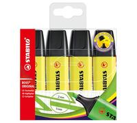 STABILO BOSS ORIGINAL - Surligneur - Pochette x 4 surligneurs fluo - Jaune | Lot de 4 - Jaune