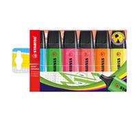 STABILO BOSS ORIGINAL Surligneur pointe biseautée 2 et 5 mm - Coloris assortis - Pochette de 6