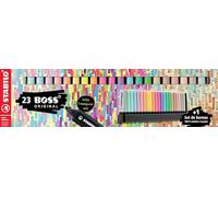 STABILO BOSS ORIGINAL – Set de bureau 23 surligneurs (8 fluo, 8 pastel, 6 nature, 1 marqueur noir)