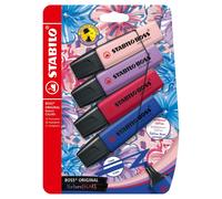STABILO BOSS ORIGINAL NatureCOLORS Wildflower Edition - Surligneur - Blister carton x 4 surligneurs - rose pivoine, bleu chardon, mauve glycine, rouge dahlia