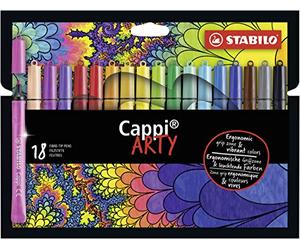 STABILO Cappi - Lot de 18 feutres avec anneau de capuchon - Arty - Avec 18 couleurs différentes
