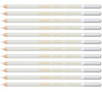 STABILO CarbOthello - Crayon de couleur - Lot x 12 crayons pastel fusain - Blanc cendré (1400/110)